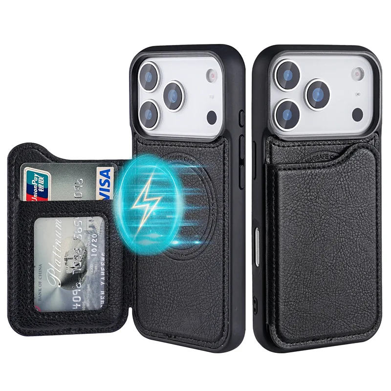 Phone Cases With Card Holder - For Magsafe Magnetic Flip Leather Wallet