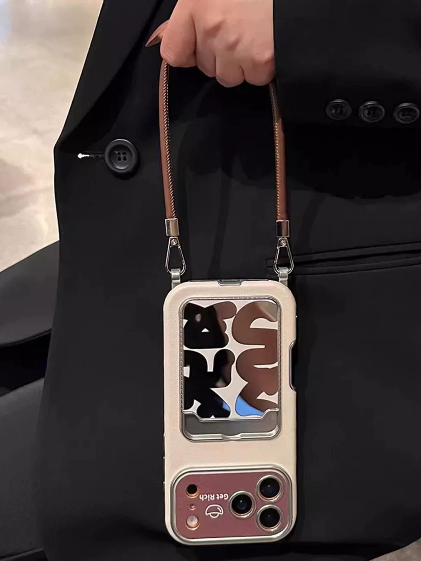 Phone Cases With Card Holder - Luxury Leather Mirror Card Holder Phone