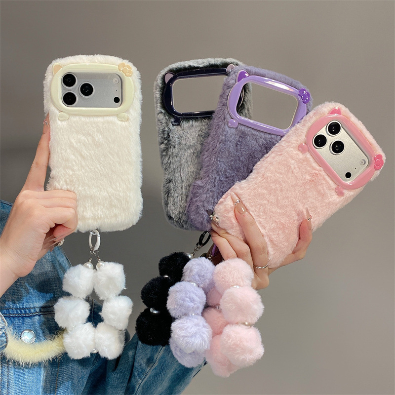 Phone Cases Iphone 14 - Luxury Solid Colors Furry Plush Phone