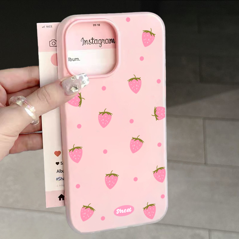 Phone Cases Iphone 14 - Sweet Pink Strawberry Pattern Phone Case