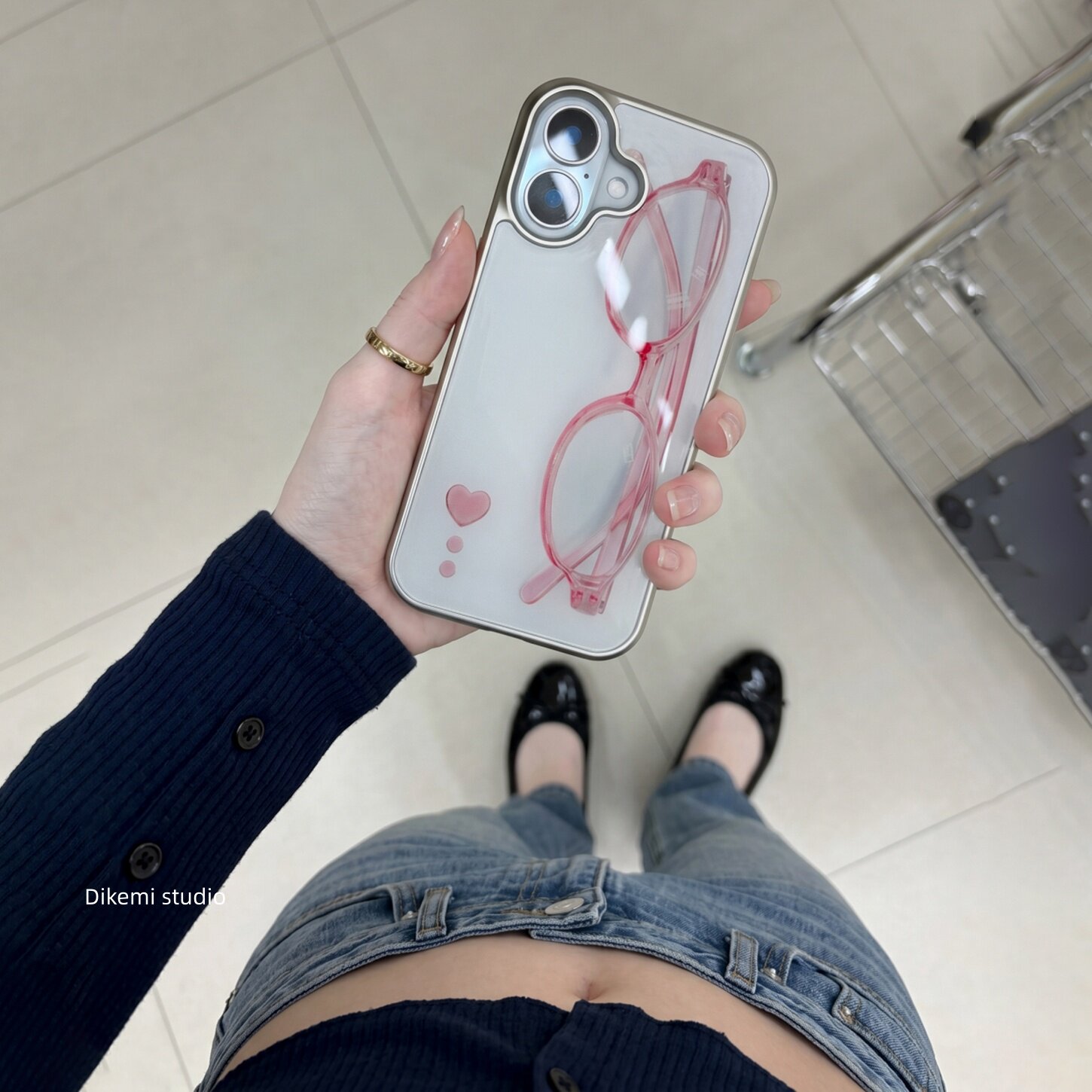 Phone Cases For Girls - Korean ins Girl Heart Pink Glasses
