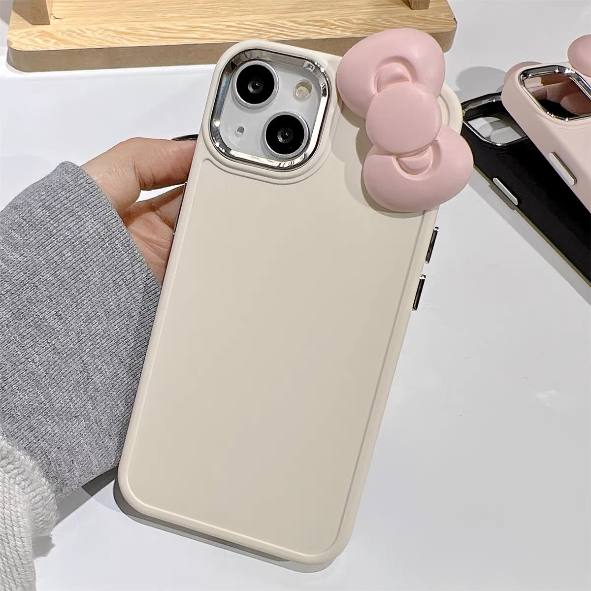 Simple pink bow silicone phone - đánh giá và giá Phone Cases Junk